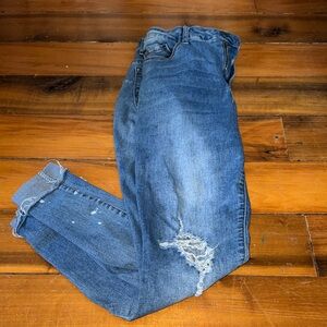 Classic Blue Distressed Women Jeans